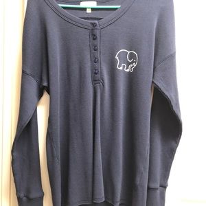 Ivory Ella, long sleeve, navy blue, half button up